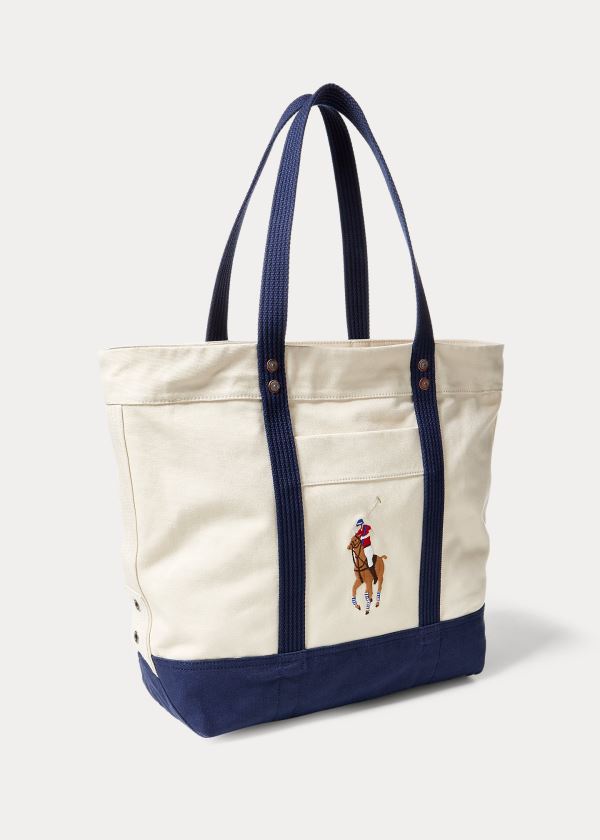 Polo Ralph Lauren Lærred Big Pony Tote Bag Herre Danmark (FDLEW6094)